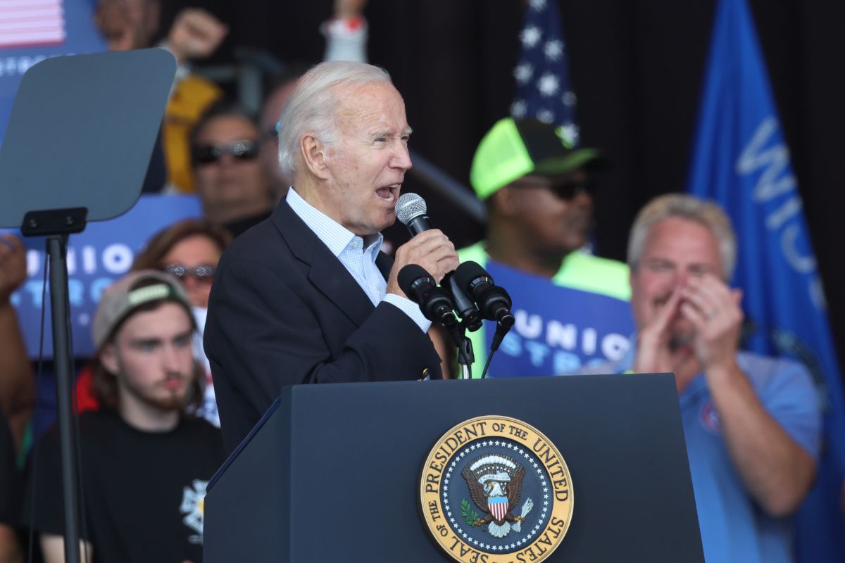 Joe Biden durante un discurso que ofreció en Milwaukee, Wisconsin.