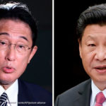 El presidente chino, Xi Jinping (dcha.), y el primer ministro japonés, Fumio Kishida.