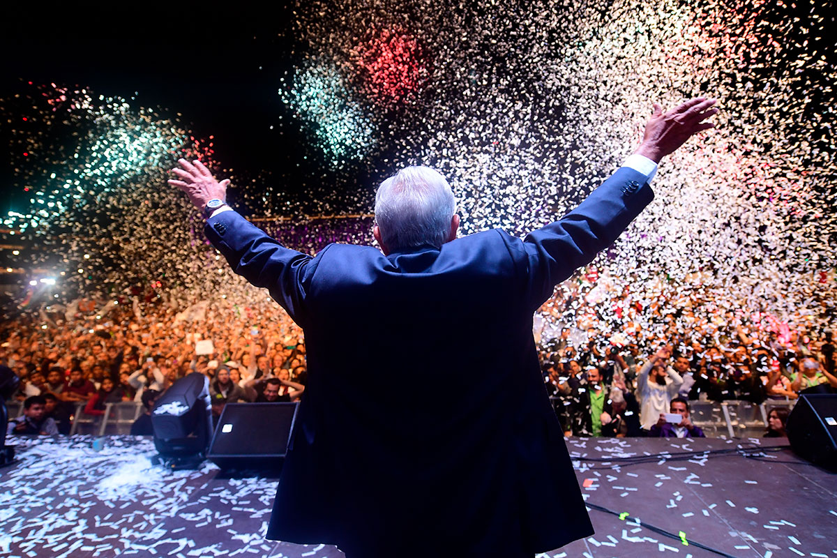 AMLO en el Zócalo de la Ciudad de México.