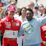 Pelé compartió con un gran número de personalidades entre ellas el legendario  Michael Schumacher.