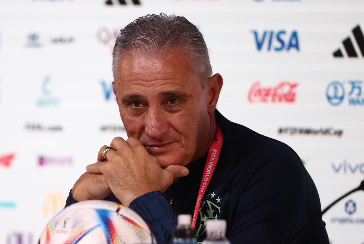 Tite en la rueda de prensa previa a la eliminación ante Croacia. 