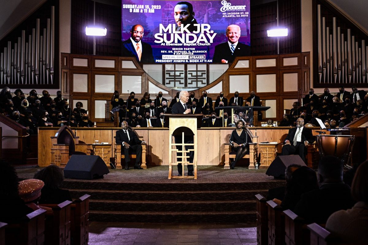 El presidente Joe Biden en la iglesia bautista Ebenezer en Atlanta, Georgia.