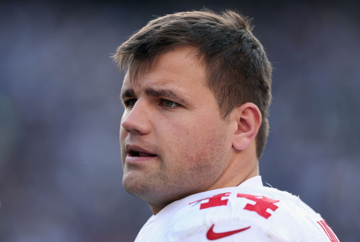 Peyton Hillis durante un partido de los New York Giants en la NFL en 2013. 