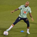 Dani Alves durante un entrenamiento de la selección de Brasil.