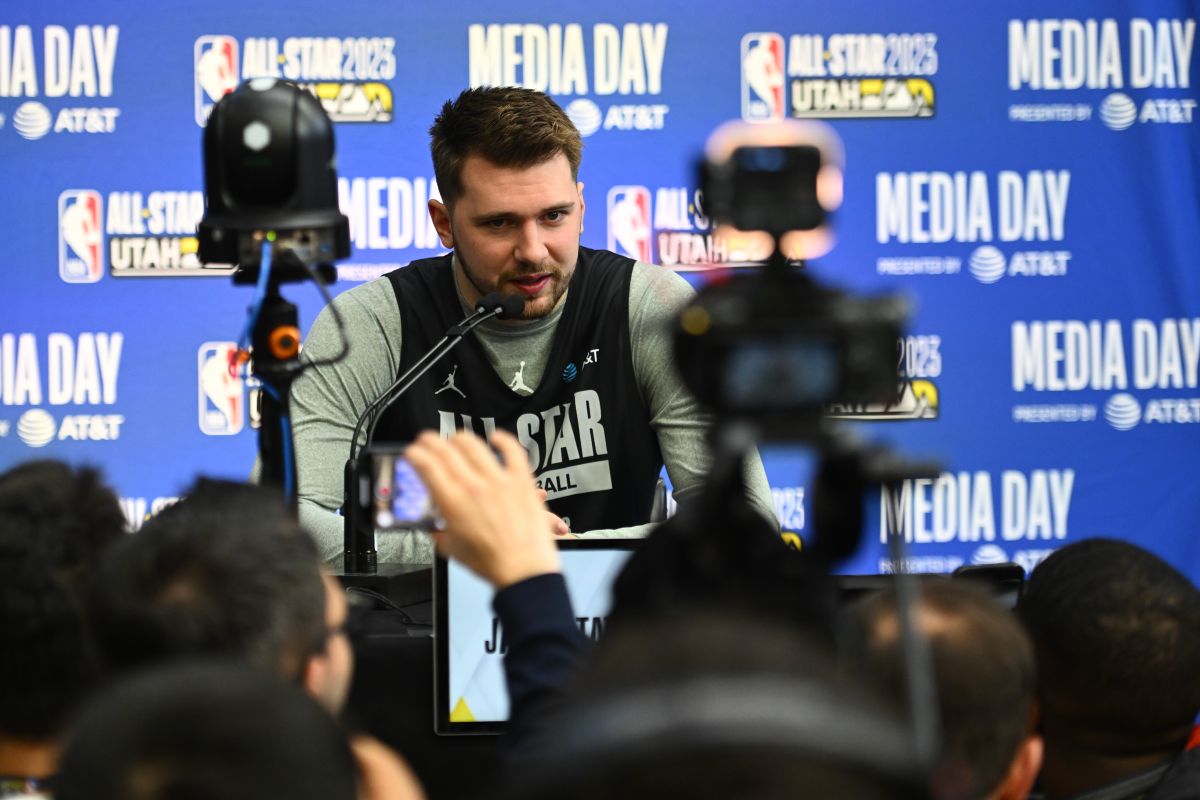 Luka Doncic en una rueda de prensa del NBA All Star Game. 