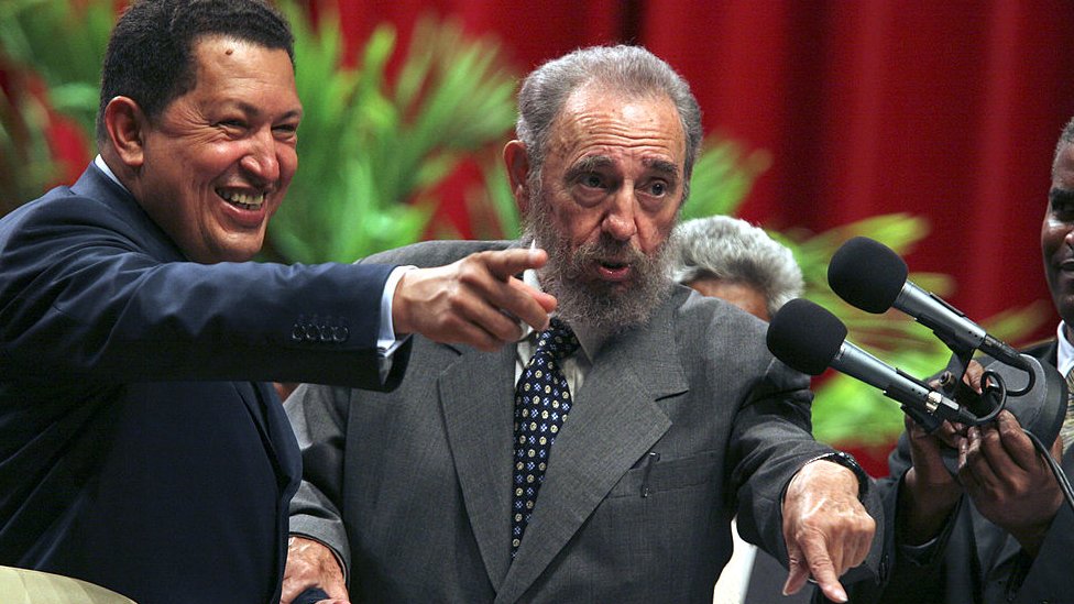 Hugo Chávez y Fidel Castro