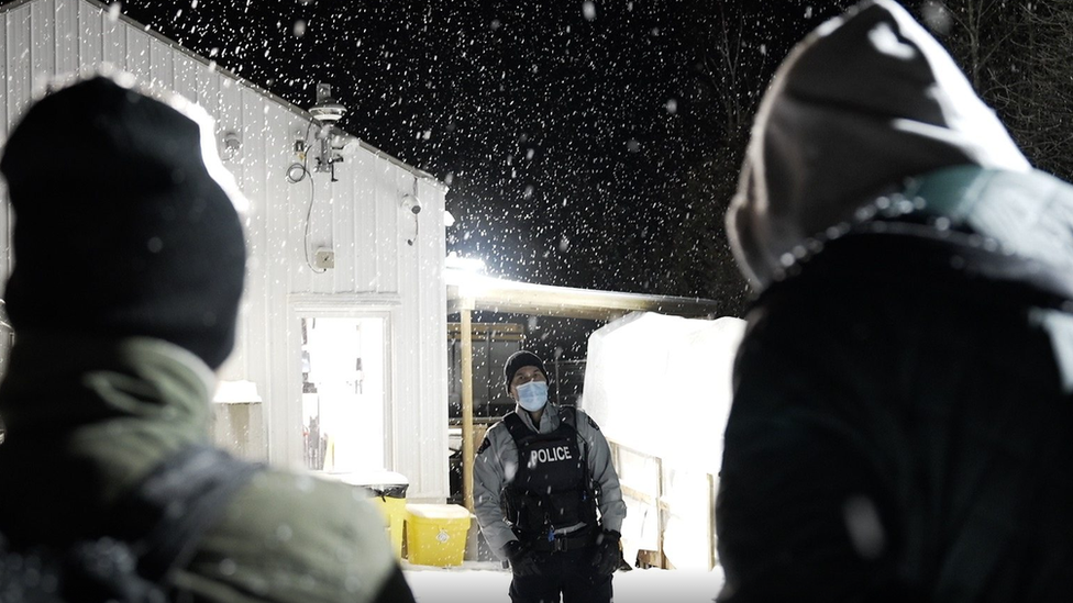 Migrantes en la frontera con Canadá