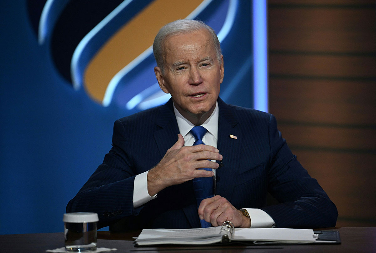 Joe Biden durante la segunda edición virtual de la Cumbre por la Democracia.