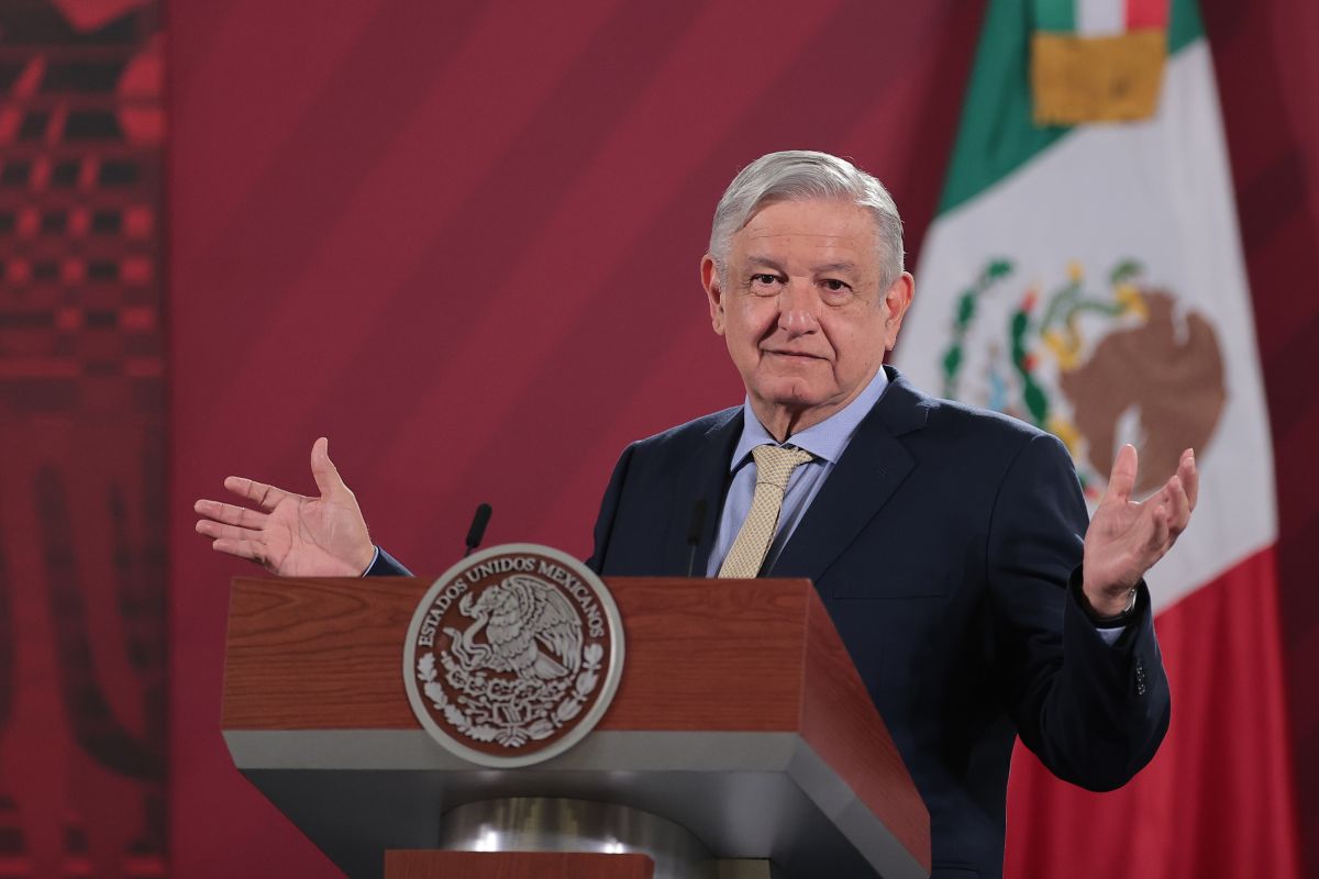 AMLO durante una conferencia de prensa. 