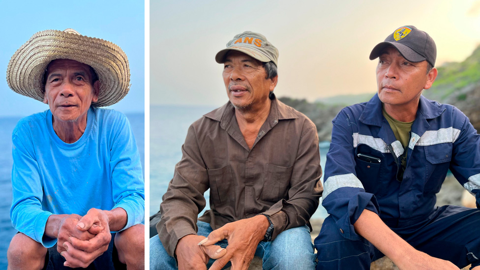 Pescadores en Itbayat: de izquierda a derecha, Antonio Villa, Daniel De Guzman y Cyrus Malupa