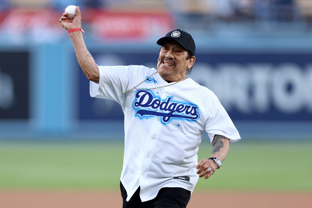 LOS ANGELES, CALIFORNIA - MAY 16: Actor Danny Trejo throws out the first pitch prior to the game between the Los Angeles Dodgers and the Minnesota Twins at Dodger Stadium on May 16, 2023 in Los Angeles, California. (Photo by Katelyn Mulcahy/Getty Images)